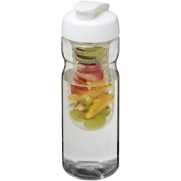 Bottiglia sportiva e infusore con flip cap di base H2O da 650 ml